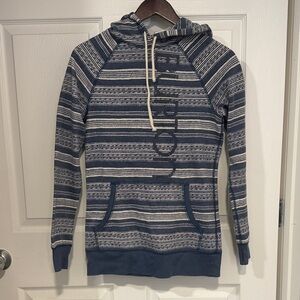 Burton  Striped Blue and White Women's Hoodie Sweater  small